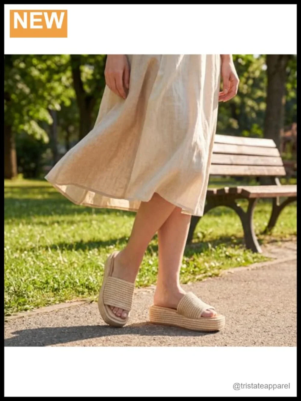 Woven Raffia Platform Espadrille Sandals Slip On Summer Shoes